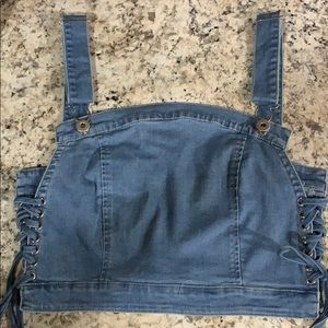 Lace Denim Crop Top